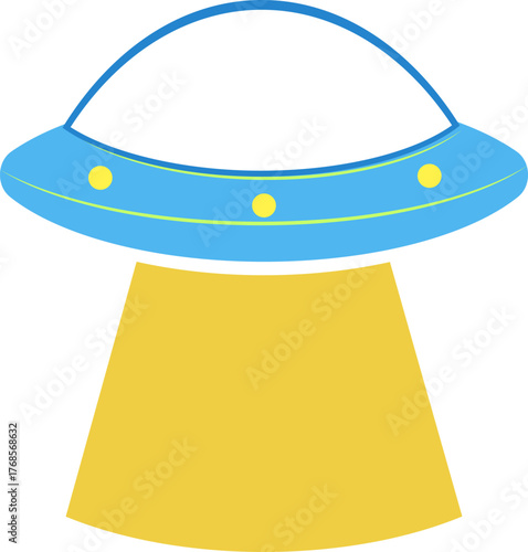 A flying saucer with a glow in space.