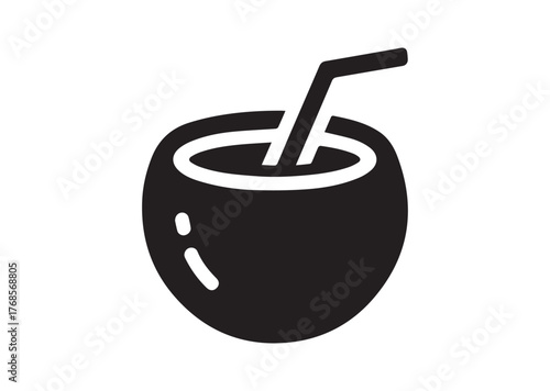 Coconut juice icon, Coconut juice Black vector