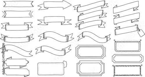 Hand Drawn Speech Bubbles and Quote Boxes Doodle Collection White Background Keywords: speech