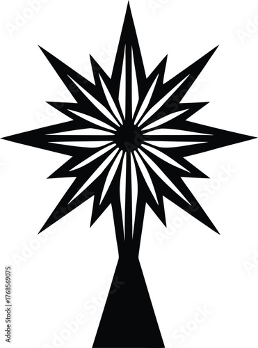Stylized star silhouette vector isolated on transparent background radiant burst shape for abstract or celebratory designs