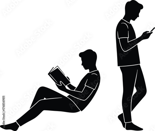 Reading vs. Screen Time Silhouette