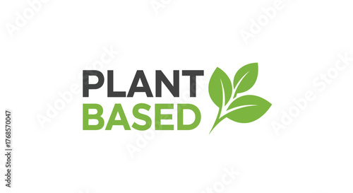 Plant Based logo with green leaves on a white background.