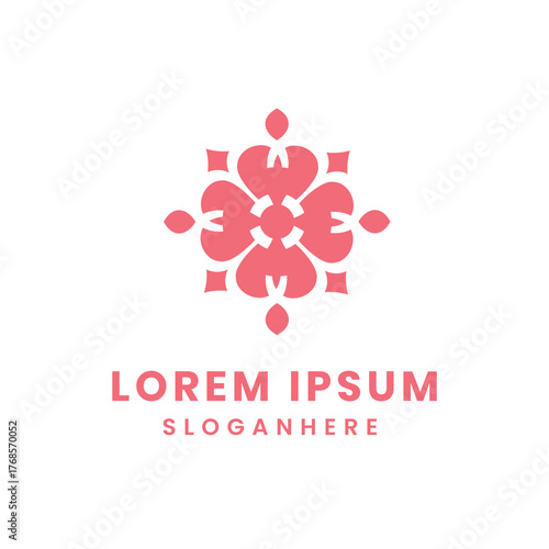 Elegant pink floral abstract logo design for branding