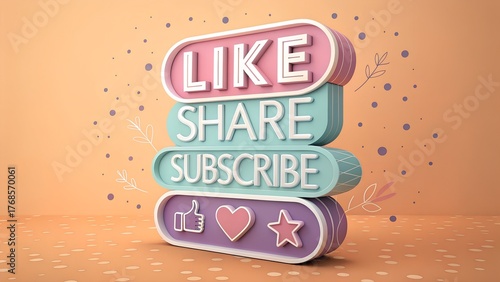 Attract more engagement now with this vibrant Like, Share, Subscribe call to action for your social media content and boost your online presence today