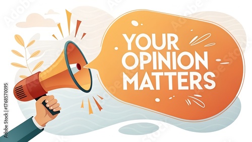 Share your voice and be heard with this vibrant announcement, amplifying feedback and highlighting customer opinions for better business decisions today