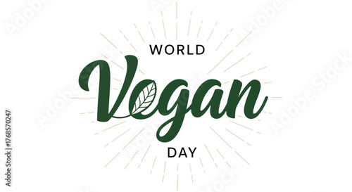 World Vegan Day logo with green text and leaf design on a white background.
