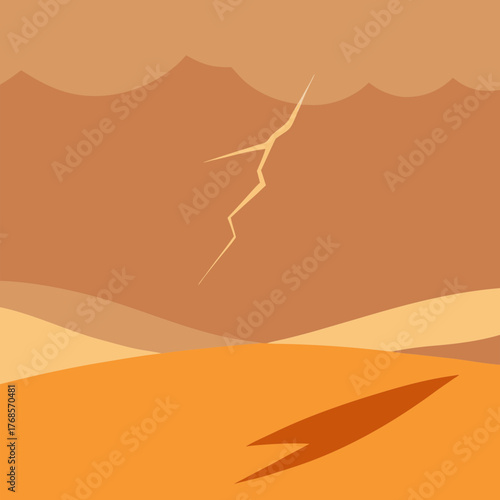 Dramatic desert storm vector illustration dynamic sand blowing weather concept