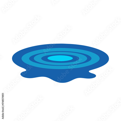 Abstract blue water puddle with ripples simple flat vector illustration