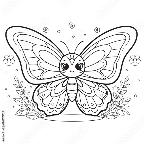 Coloring page outline of a cute Butterfly vector