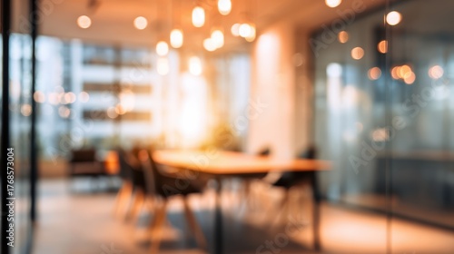 Wallpaper Mural A modern office interior with soft lighting, designed for productivity and collaboration in a corporate environment. Torontodigital.ca