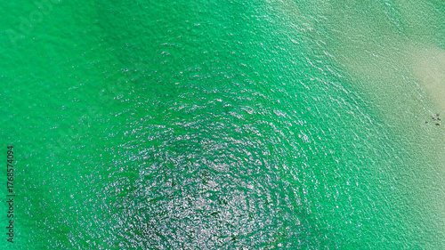 Bilde på lerret Aerial top down of white sand beach ocean summer day in Panama City Beach Florid