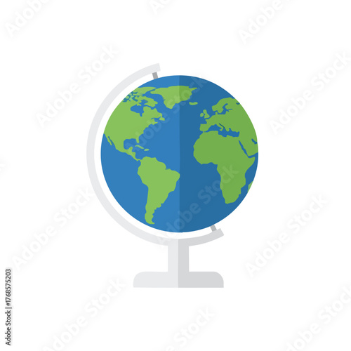 Earth Globe On Stand Illustration Icon.