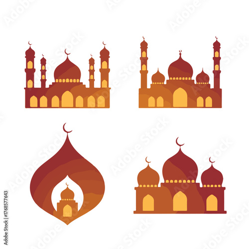 Taj Mahal landmark building vector illustration silhouette for travel and architecture design in India