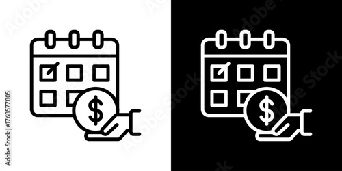 Salary Icon Set. Clean Line Design With Light And Dark Versions For Versatile Use. 