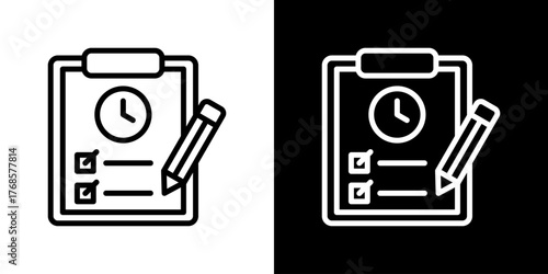 Time Tracking Icon Set. Clean Line Design With Light And Dark Versions For Versatile Use. 