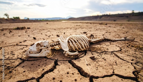 Animal bones in a dry river