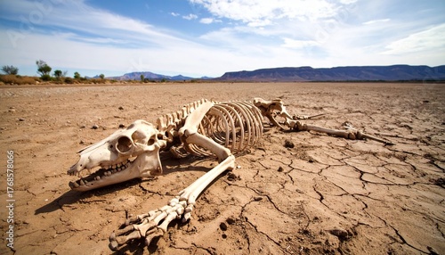 Animal bones in a dry river