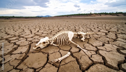 Animal bones in a dry river
