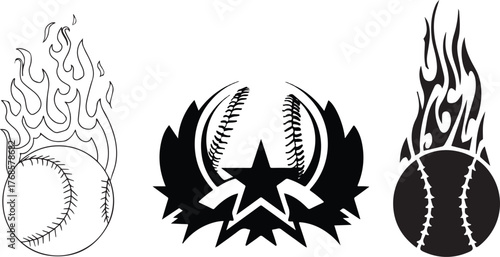 Baseball ball icon. line and glyph version, outline and filled vector sign. Baseball sport game linear and full pictogram. Symbol, logo illustration. Different style icons set