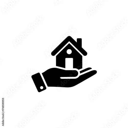 Hand Holding a House Icon Concept for Real Estate Property Investment and Home Ownership in a Clean Design