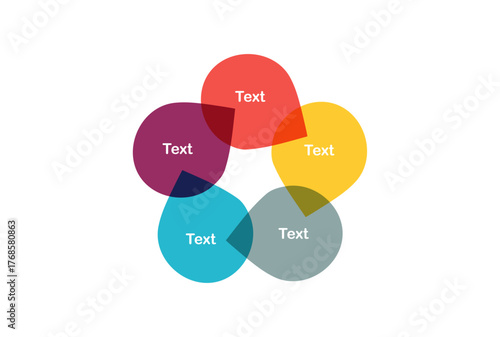 Colorful overlapping shapes with text for infographic or presentation