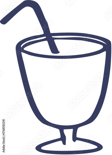 Hand-drawn outline of a drink glass with a straw.