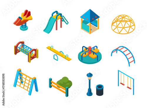 Isometric 3d playground icons set