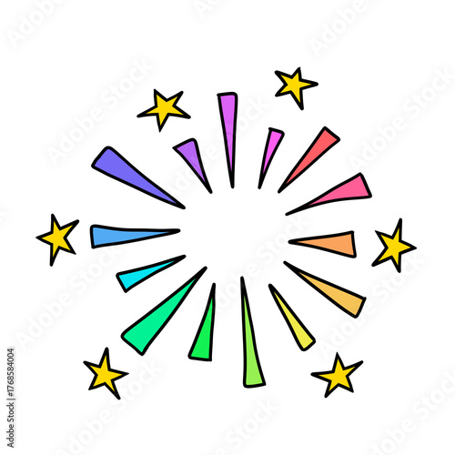 Rainbow doodle fireworks