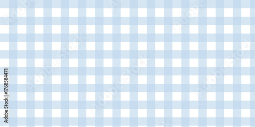 Seamless Light Blue Gingham Pattern Background. Classic Two-Tone Pastel Plaid Check Design for Fabric, Textile, Wallpaper, and Picnic Decor.
