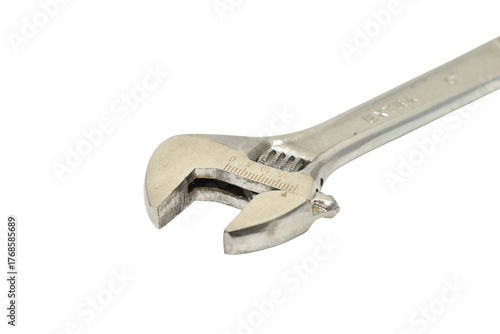 Hand tool adjustable wrench on PNG background.