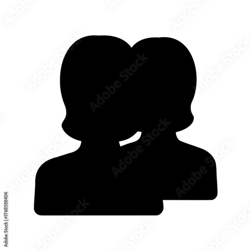 Black silhouette of two generic people icon representing collaboration and unity