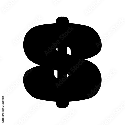 A bold and simplified black dollar sign against a white background