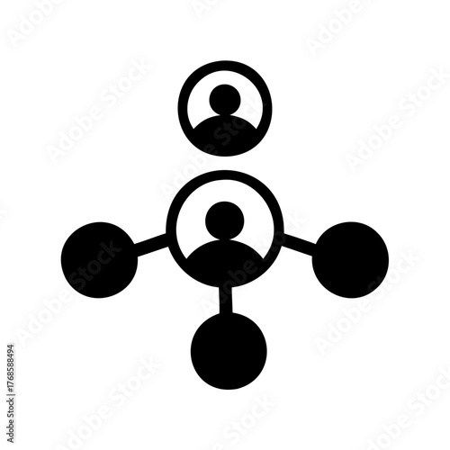 Black and white illustration of a people network or organizational chart