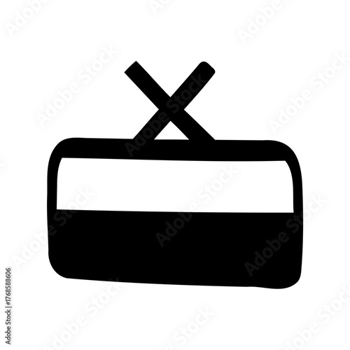 Abstract minimalistic black silhouette of a basket with crossed handles on white