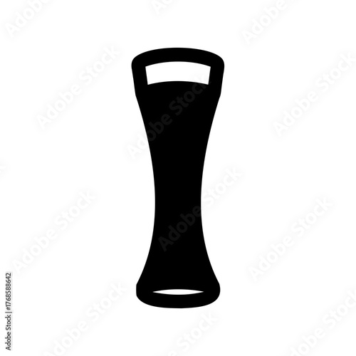 Silhouette of a tall beer glass with a distinctive shape and filled contents
