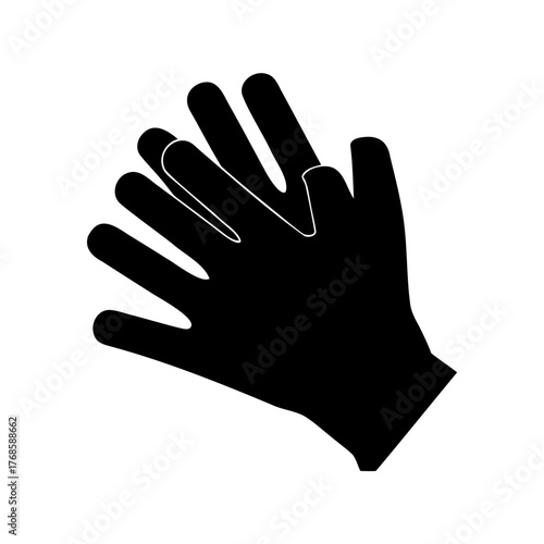 Overlapping hands clapping or praying in a simple black and white design