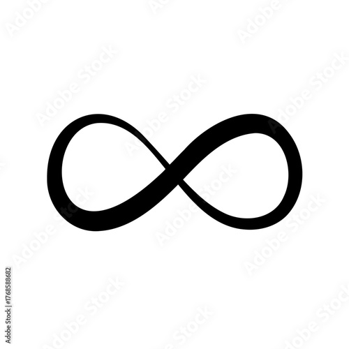 Minimalist black and white infinity symbol representing endless possibilities and continuity