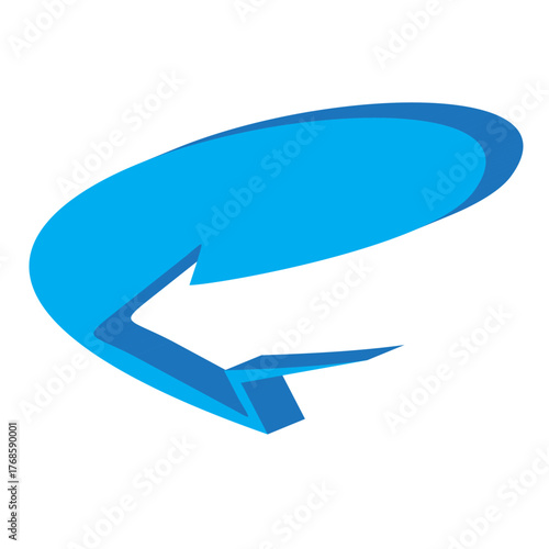 A vector illustration of a blue origami paper airplane symbol icon, useful for business direction or a web button design