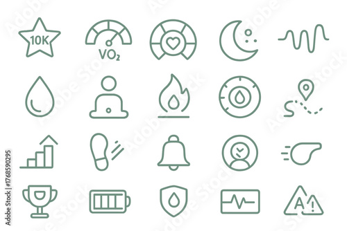 Seamless pattern of fitness and health tracking app icons