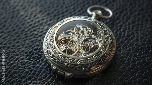 silver stop  watch on the black background