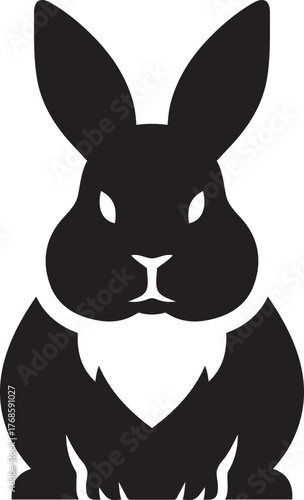 Stylized sitting rabbit silhouette bunny animal, Cute bunny silhouette vector for pet or wildlife themes