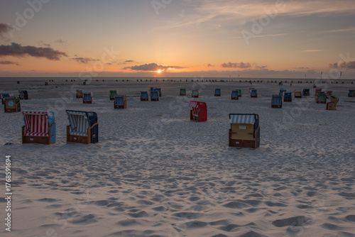 Amrum, Germany, sunset: beach of Amrum island