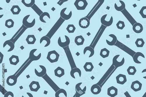 Seamless wrench, nuts, and bolts tool pattern
