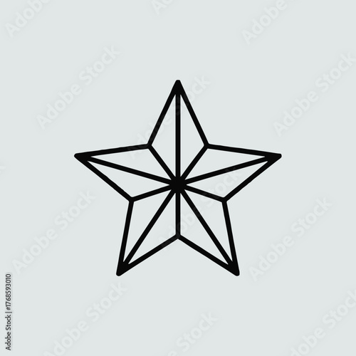 A five pointed star with interior line segments against a solid light gray background centered