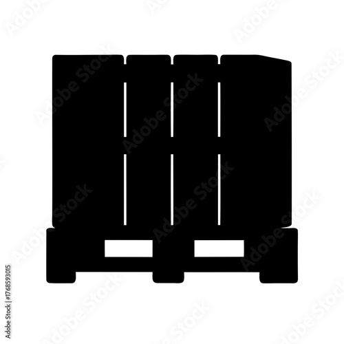 Silhouette illustration of stacked boxes or crates on a shipping pallet