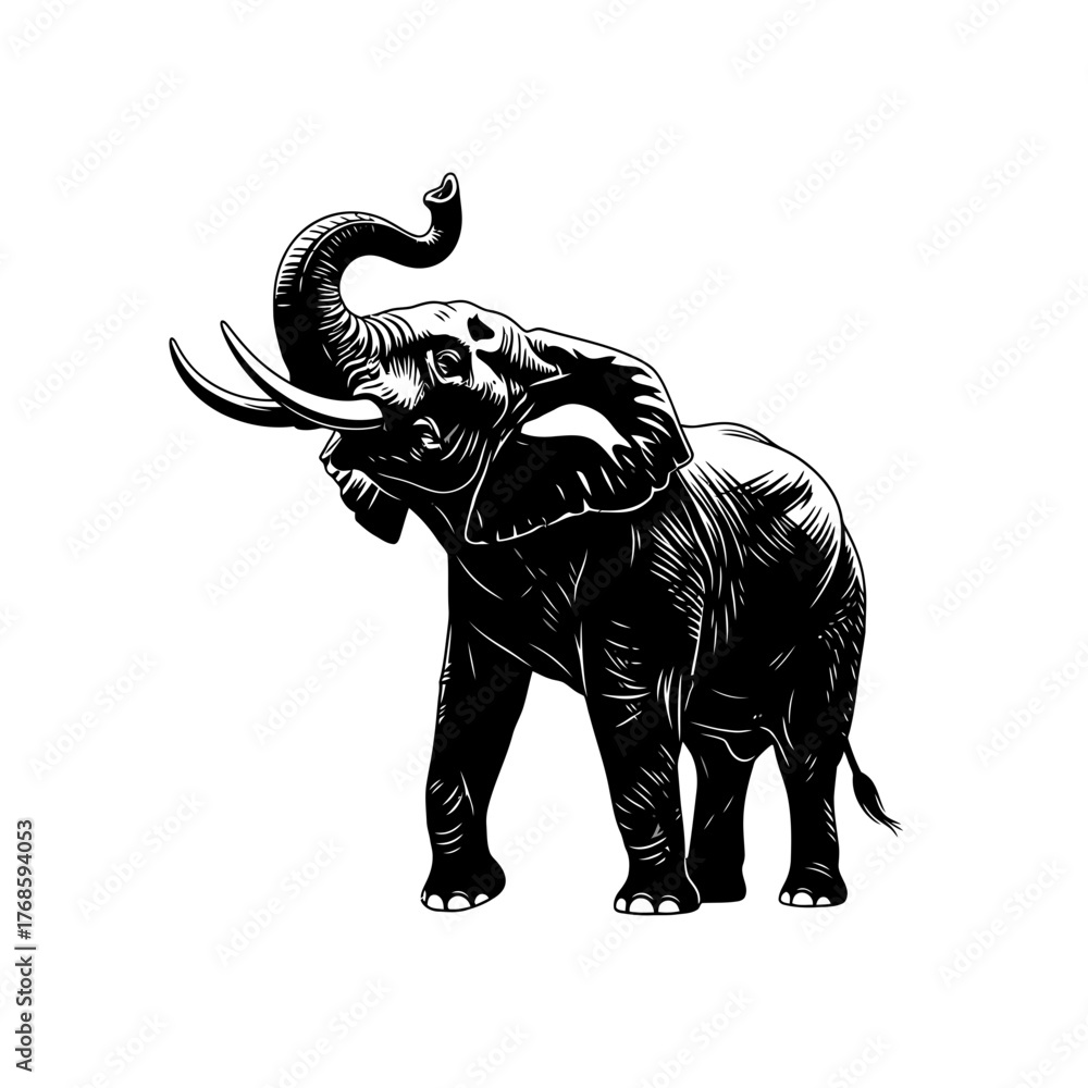 Fototapeta premium Powerful Elephant Graphic Design Element Minimalist African Wildlife Icon Silhouette