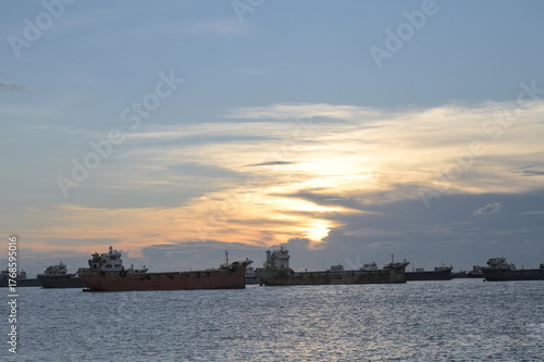 Sunset over the river