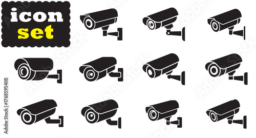 Cctv security camera icon Set, Cctv security camera Black vector
