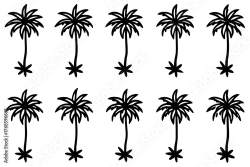 Simple black and white palm tree pattern