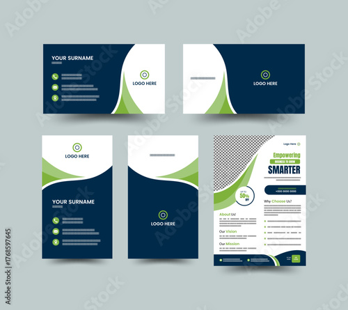 Portrait and landscape orientation. Horizontal and vertical layout. Double-sided creative business card design template. White Minimal Business Card Mockup. Clean professional business card template. 